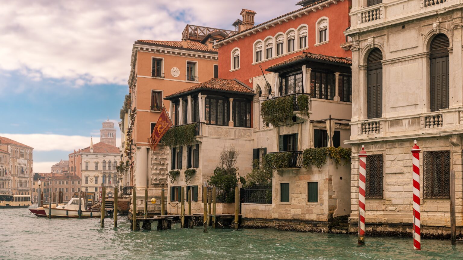Beautiful facade of Venice buildings